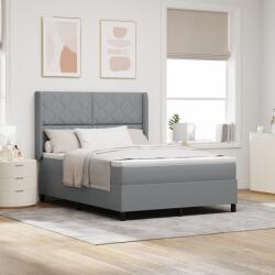 vidaXL Boxspring Ágy Mattal és LED Fénnyel Szürke 140x190 cm Szövet (3343560)
