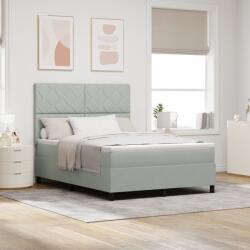 vidaXL Boxspring Ágy Matrac Könnyű Szürke 140x190 cm Bársony (3339896)