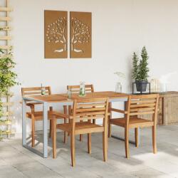 vidaXL Kültéri Étkezőasztal Szürke 160x80x75 cm Acél és Tömör Akácfa (4010603)