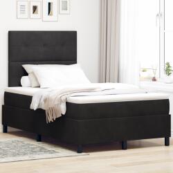vidaXL Boxspring Ágy Mattal Fekete Kicsi Dupla Bársony (3339820)