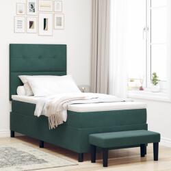 vidaXL Box Spring Ágy Matraccal és Paddal Sötét Zöld 80x200 cm Bársony (3344477)
