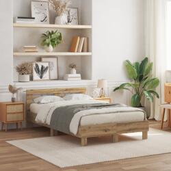 vidaXL Fa ágykeret Kézműves tölgy Tömör tölgy 120 x 200 cm (3333949)