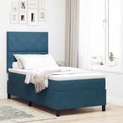 vidaXL Boxspring Ágy Mattal Sötétkék 100x200 cm Bársonyos (3339882)