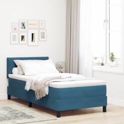 vidaXL Box Spring Ágy Matraccal és LED-del Sötét Kék 90x200 cm Bársony (3342696)