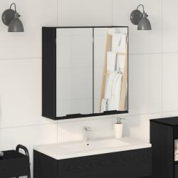 vidaXL Fürdőszoba Tükörszekrény - Fekete Tölgy, 64x20x66.5 cm, Mérnöki Fából Készülve (862096)