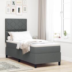 vidaXL Boxspring ágy matraccal és LED lámpával, sötétszürke, 80x200 cm, szövet (3342901)
