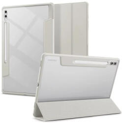 Samsung Tab S9 Ultra 14.6 / Tab S10 Ultra 14.6 SM-X910 / X916B / X920 / X926B, mappa tok, légpárnás sarok, közepesen ütésálló, érintőceruza tartóval, Trifold, Spigen Ultra Hybrid Pro, átlátszó/szürke
