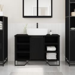 vidaXL fürdőszobai mosdószekrény Fekete tölgy 91x35x60 cm Mérnöki fa (869185)