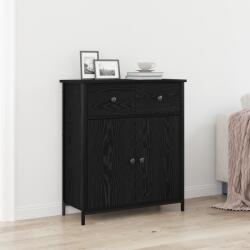 vidaXL Oldalszekrény Fekete Tölgy 70x30x80 cm Mérnöki Fa és Acél (863159)