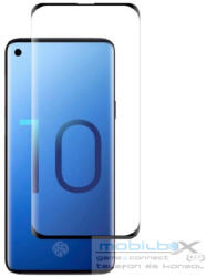 Samsung Galaxy S10 Plus SM-G975, Kijelzővédő fólia, ütésálló fólia (az íves részre is! ), Tempered Glass (edzett üveg), fekete - mobil-box