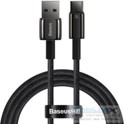  USB töltő- és adatkábel, USB Type-C, 100 cm, 100W, gyorstöltés, QC, Baseus Tungsten Gold, CAWJ000001, fekete - mobil-box