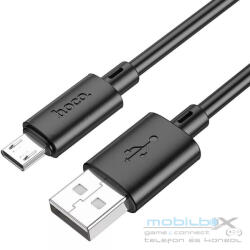  USB töltő- és adatkábel, microUSB, 100 cm, 2400 mA, gyorstöltés, PD, QC, Hoco X88 Gratified, fekete - mobil-box
