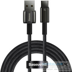 USB töltő- és adatkábel, USB Type-C, 200 cm, 100W, gyorstöltés, QC, Baseus Tungsten Gold, CAWJ000101, fekete - mobil-box