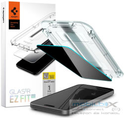Apple iPhone 15 Plus / 16 Plus, Kijelzővédő fólia, ütésálló fólia (az íves részre is! ), Tempered Glass (edzett üveg), Spigen Ez Fit HD Privacy, Clear - mobil-box