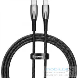  USB Type-C töltő- és adatkábel, USB Type-C, 100 cm, 5000 mA, 100W, törésgátlóval, gyorstöltés, PD, Baseus Glimmer, CADH000701, fekete - mobil-box
