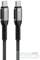 USB Type-C töltő- és adatkábel, USB Type-C, 120 cm, 5000 mA, 100W, törésgátlóval, gyorstöltés, PD, QC 4.0, cipőfűző minta, Forcell F-Energy C260, fekete - mobil-box