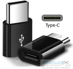 Adapter, USB Type-C - microUSB átalakító, Forever, fekete - mobil-box