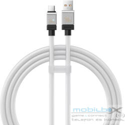  USB töltő- és adatkábel, USB Type-C, 100 cm, 6000 mA, 100W, törésgátlóval, gyorstöltés, Baseus Coolplay, CAKW000602, fehér - mobil-box