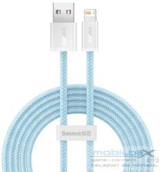 USB töltő- és adatkábel, Lightning, 100 cm, 2400 mA, gyorstöltés, cipőfűző minta, Baseus Dynamic, CALD000403, világoskék - mobil-box