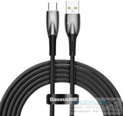  USB töltő- és adatkábel, USB Type-C, 200 cm, 6000 mA, 100W, törésgátlóval, gyorstöltés, Baseus Glimmer, CADH000501, fekete - mobil-box