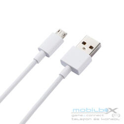 USB töltő- és adatkábel, microUSB, 80 cm, Xiaomi, fehér, gyári - mobil-box
