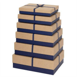BSB Glick ajándékdoboz (40x30, 5x11, 5 cm) kraft, kék masnival (5) (NS59/5)