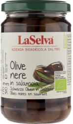 LaSelva Masline negre bio cu samburi in saramura, 310 g