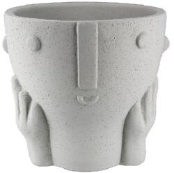  „Elmélkedő arc - Kreatív szürke kerámia váza karakteres dizájnnal 13cm
