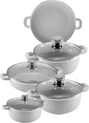 DSP Set De Oale Gri - 9 Piese - Set Gatit Cu Capac - Set De Oale Si Cratite Emailat (CA001-S01-GRI)
