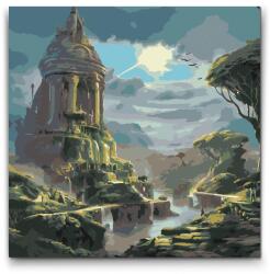 Festés számok szerint - Elhanyagolt kastély Méret: 50x50cm, Keretezés: Kerek kartonlap