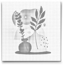  PontPöttyöző - Illusztráció - Virágok vázában Méret: 50x50cm, Keretezés: Kerek kartonlap, Szín: Piros