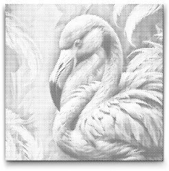  PontPöttyöző - Flamingó tompa zöld árnyalatokban Méret: 50x50cm, Keretezés: Kerek kartonlap, Szín: Zöld