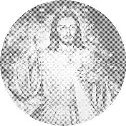  PontPöttyöző - Jézus Méret: 50x50cm, Keretezés: Kerek kartonlap, Szín: Fekete