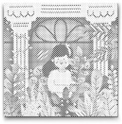  PontPöttyöző - Illusztráció - Szobanövények 4 Méret: 50x50cm, Keretezés: Kerek kartonlap, Szín: Kék