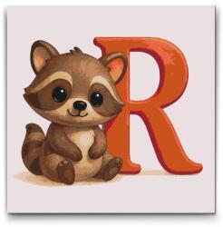  Festés számok szerint - R betű - Állattal Méret: 50x50cm, Keretezés: Kerek kartonlap