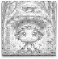  PontPöttyöző - Gombás tündér Méret: 50x50cm, Keretezés: Kerek kartonlap, Szín: Kék