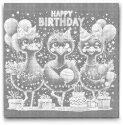  PontPöttyöző - Boldog születésnapot kívánnak a struccok Méret: 50x50cm, Keretezés: Kerek kartonlap, Szín: Zöld