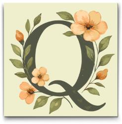  Festés számok szerint - Q betű - Virágminta Méret: 50x50cm, Keretezés: Kerek kartonlap
