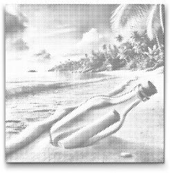  PontPöttyöző - Üzenet a palackban Méret: 50x50cm, Keretezés: Kerek kartonlap, Szín: Zöld