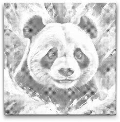  PontPöttyöző - Panda türkiz és narancs árnyalatokban Méret: 50x50cm, Keretezés: Kerek kartonlap, Szín: Zöld