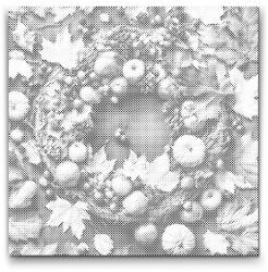  PontPöttyöző - Őszi koszorú Méret: 50x50cm, Keretezés: Kerek kartonlap, Szín: Zöld