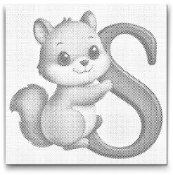  PontPöttyöző - S betű - Állattal Méret: 50x50cm, Keretezés: Kerek kartonlap, Szín: Kék