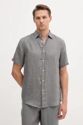 Benetton len ing galléros, fehér, regular, 5BKU5QJH8 - szürke L