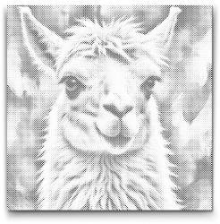  PontPöttyöző - Láma tompa zöld árnyalatokban Méret: 50x50cm, Keretezés: Kerek kartonlap, Szín: Piros