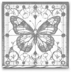  PontPöttyöző - Pillangó ólomüvegből Méret: 50x50cm, Keretezés: Kerek kartonlap, Szín: Fekete