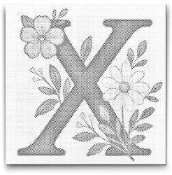  PontPöttyöző - X betű - Virágminta Méret: 50x50cm, Keretezés: Kerek kartonlap, Szín: Piros