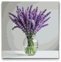 Festés számok szerint - Levendula váza Méret: 50x50cm, Keretezés: Kerek kartonlap