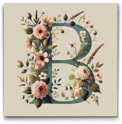  Festés számok szerint - B betű - Virágminta Méret: 50x50cm, Keretezés: Kerek kartonlap