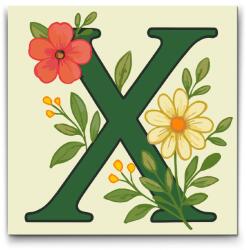  Festés számok szerint - X betű - Virágminta Méret: 50x50cm, Keretezés: Kerek kartonlap