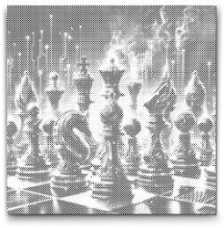 PontPöttyöző - Sakk Méret: 50x50cm, Keretezés: Kerek kartonlap, Szín: Piros